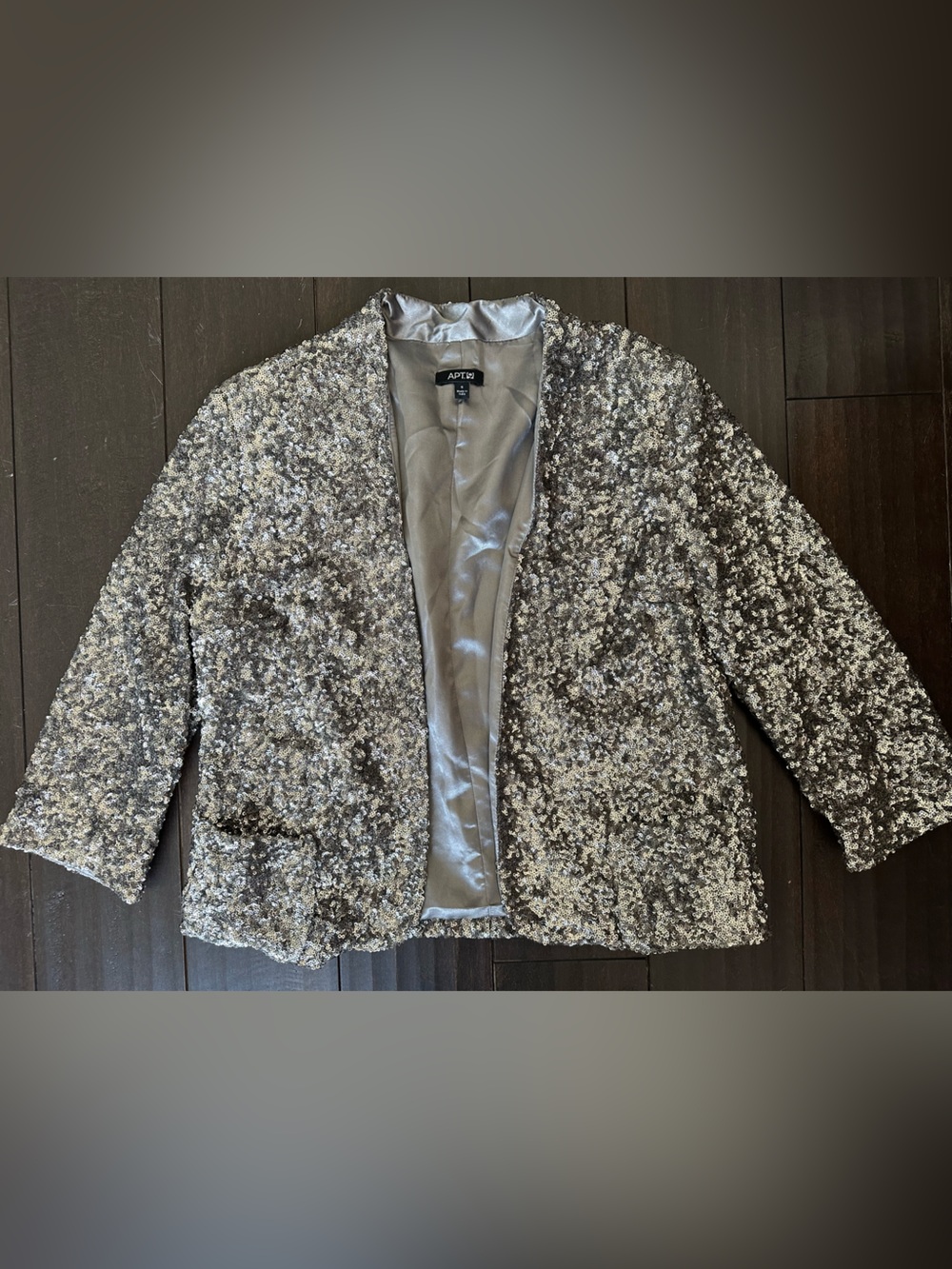 Pewter Sequin Open-Front Jacket